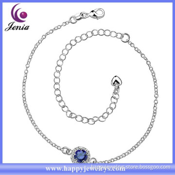 Blue zircon 925 silver plated fashion design cheap jewelry anklet(CA038-C)